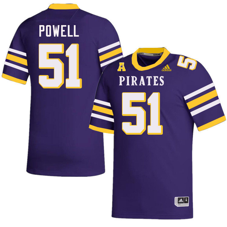 #51 Evan Powell East Carolina Pirates College Football Jersey Stitched-Purple